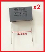 Lot de 2 Condensateurs MKP X2 0.47uF 470nF 474K 275V 310V 22,5mm