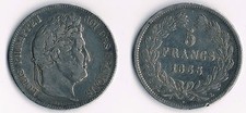 MONNAIE / ECU DE 5 FRANCS LOUIS PHILIPPE DE 1833 L @ BAYONNE @ RARE SILVER COINS