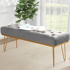 Banc Banc Tissu Gris Entrée Chambre Coffre Pouf Ottoman