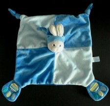 *. DOUDOU PLAT GIPSY LAPIN BLEU GRIS BLANC EMPREINTE EXCELLENT ETAT