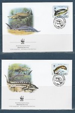 WWF Bulgarie faune vie marine poisson esturgeon série 4 enveloppes  2004