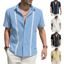 Guayabera Chemise Habillée Décontractée Boutonnée À Manches Courtes Pour /