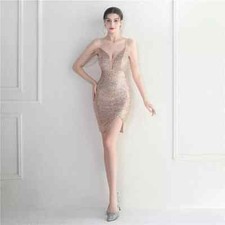 Robe Mini En Or Avec Strass Et