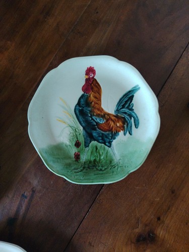 Assiette coq barbotine - coq, de