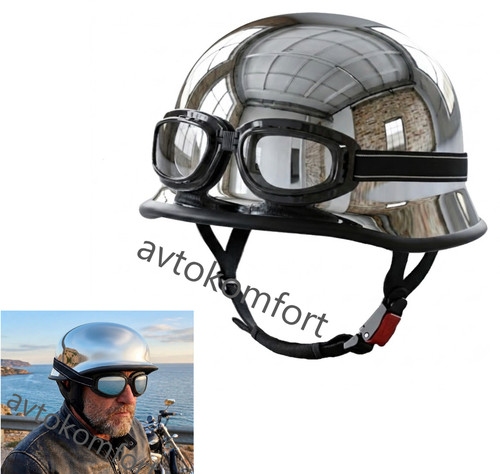 Demi casque moto chromé - demi-casque,