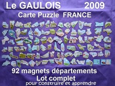LE GAULOIS - 2009  Carte de FRANCE Puzzle  complet - 92 magnets Départements