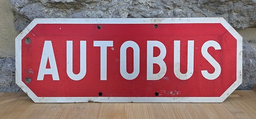 Ancienne plaque métal - , autobus
