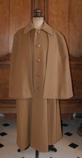 VINTAGE 1870/1950 : Rare Manteau à capeline Mac Farlan Pélerine Cachemire