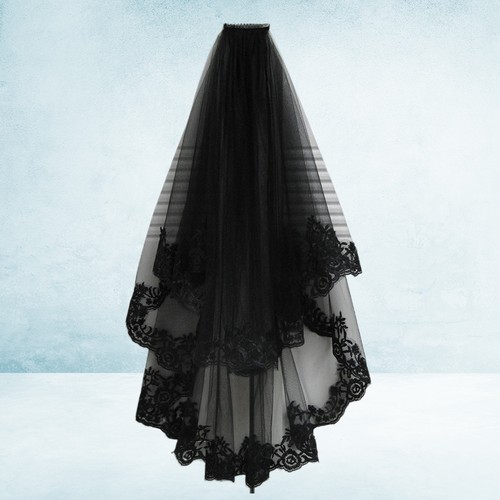 Black gothic wedding - gothic, veil
