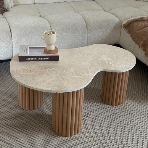 Table basse poire travertin - , et