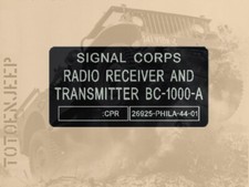 plate plaque radio us ww2 BC1000 .. EARLY ALU scr 300 jeep  willys dodge gmc