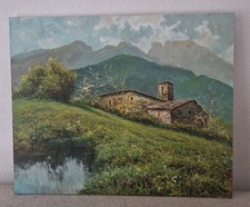 Tableau Peinture Huile Toile Montagne