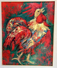 HENRI D ANTY HUILE SUR TOILE LE COQ