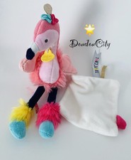 4743?Doudou Et Compagnie Flamant Rose Mouchoir Blanc Tropi Cool