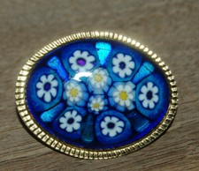 MURANO BROCHE MURINE DE VENISE  3,2 cm / 2,3 cm dominant de bleu