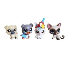 Lot 4 Mini Littlest Pet Shop LPS G4 Série Pawsabilities Chats Chiens Hasbro
