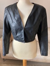 TALLY WEiJL Femmes (Art ?) Cuir Boléro Veste Taille 40 Noir Manches Crochet &