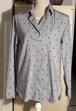 SUPERBE BLOUSE BETTY BARCLAY T40 FINES RAYURES MARINE ETOILES MARINES