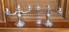 Paire de Bougeoir Chandelier Candélabre en Métal Argenté Saint Médard Vintage