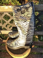 New Sperry Top Sider Women's Sz 8 Zebra Waterproof Rubber Rain Boots 