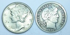 Lot 2 pièces 10 Cents 1917