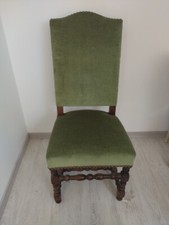 1 chaise tissu vert uni pieds