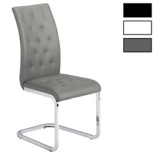 Lot de 4 chaises de salle à manger piètement chromé revêtement capitonné