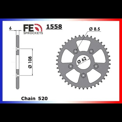 Couronne acier pour chaine - chaine, 520