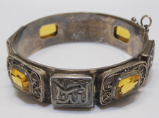 -SUPERBE BRACELET MANCHETTE Façon ORIENTALE ARGENT & CABOCHONS poinçon Crabe   D