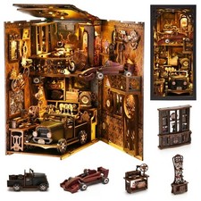 Model Car Vintage Oldtimer Wooden Creative DIY 3D Puzzle Book Nook Kit Science