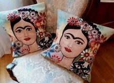 Housses de Coussins 40x40  Portrait Fleuri Fait Main