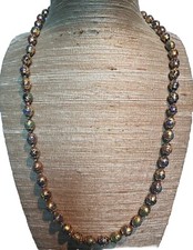 Collier Vintage En Perles Cloisonnées Champlevé En Métal Doré 