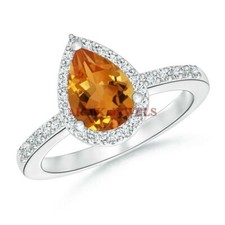 Naturel Citrine Pierre Précieuse Avec 925 Bague en Argent pour Femmes #4049