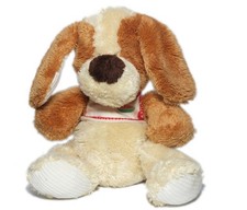 Peluche Doudou Chien marron beige clair blanc cassé crème Trudi 24 cm