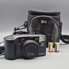 Minolta Riva Zoom 135 EX 35mm Camera Black Point & Shoot, Case, Batteries