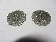 2 pièces de 1 franc Semeuse année 1960 et 1991