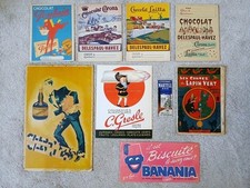 9 Objets Publicitaires Ancien Carton Brandy Chocolat Rabier No Plaque Emaillée