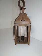 Ancienne lanterne à bougie portable en tôle  éclairage ferme déco 