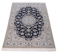 Tapis D'Orient Noué à la Main Naïn 9La 210 X 138 CM Inutilisé Fein Persan Bleu