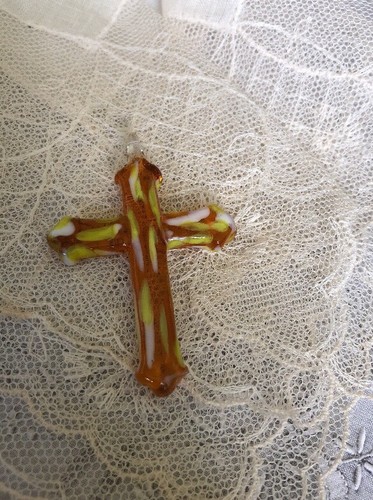 Art glass cross pendant - cross,