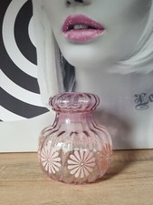 🌸 ABAT-JOUR GLOBE SUSPENSION LUSTRE ÉCLAIRAGE VINTAGE en VERRE ROSE FLEURI 🌸