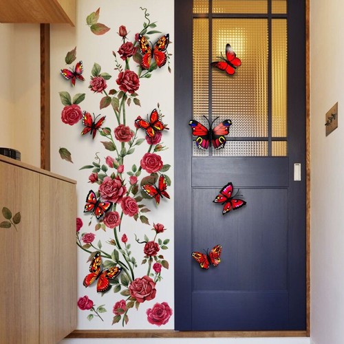 Pvc rose autocollants muraux - autocollants,