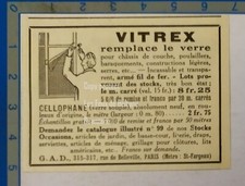 VITREX CELLOPHANE remplace le verre  1926 publicité 