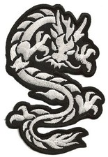 Écusson patche Dragon blanc medium patch thermocollant 