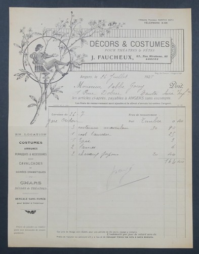Facture 1928 angers - angers, faucheux