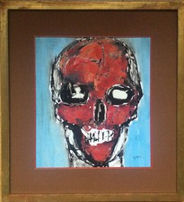 Frédéric DUPONT-DROMARD né en 1970.Vanité,2012.Acrylique +aquarelle.30x24.Cadre