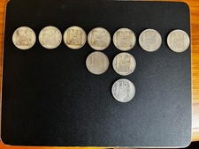 Lot de 10 pièces 10 francs Turin argent - 1930 1931 1932 1933 1934 1938 1939