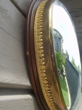 Miroir Sorcière (convexe) vintage design , bois et laiton