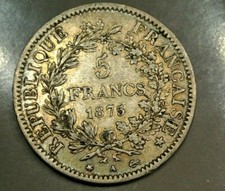 RARE 5 FRANCS HERCULES 1875