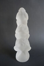 Mascotte figurant les 3 singes du bonheur en verre dépoli style Art déco